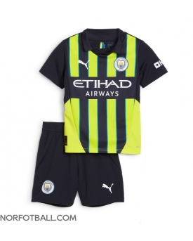 Billige Fotballdrakt Manchester City Replika Bortedraktsett Barn 2024-25 Kortermet (med bukser)